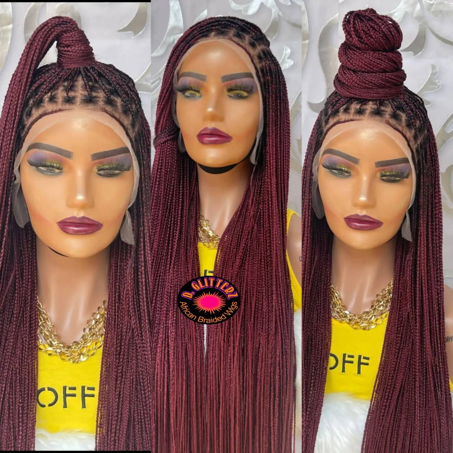 KNOTLESS BRAIDED WIGS ON 13*6  LACE CLOSURE - d.glitterzwigs