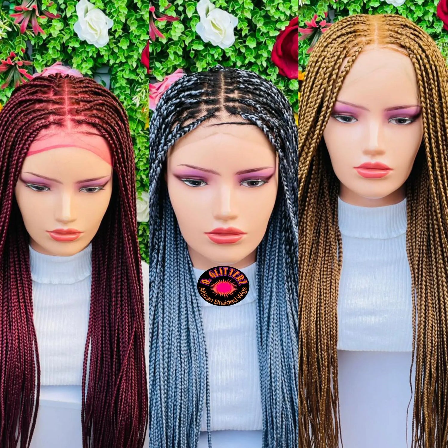 KNOTLESS BRAIDED WIGS ON FRONTAL LACE CLOSURE - d.glitterzwigs