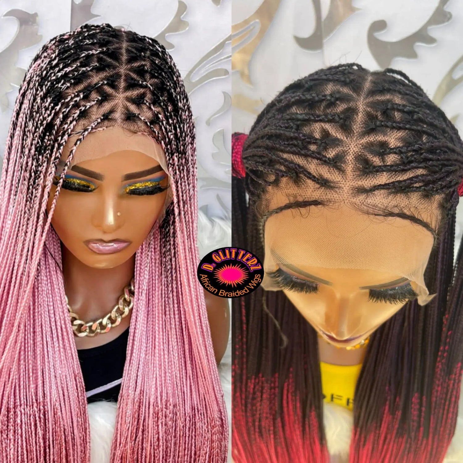 KNOTLESS BRAIDED WIGS ON FRONTAL LACE CLOSURE - d.glitterzwigs