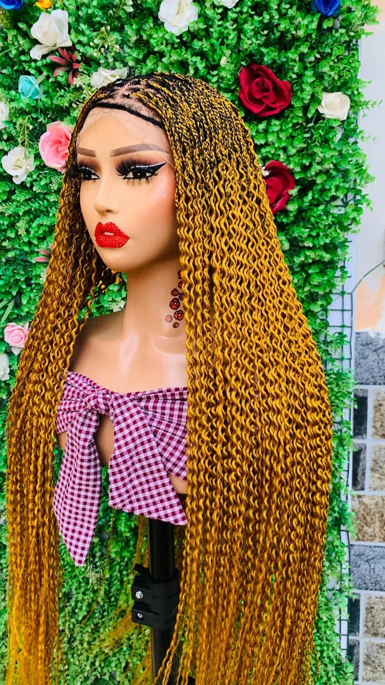 KNOTLESS WATERMELON BRAIDED   WIGS  ON 13*6 FRONTAL LACE CLOSURE - d.glitterzwigs