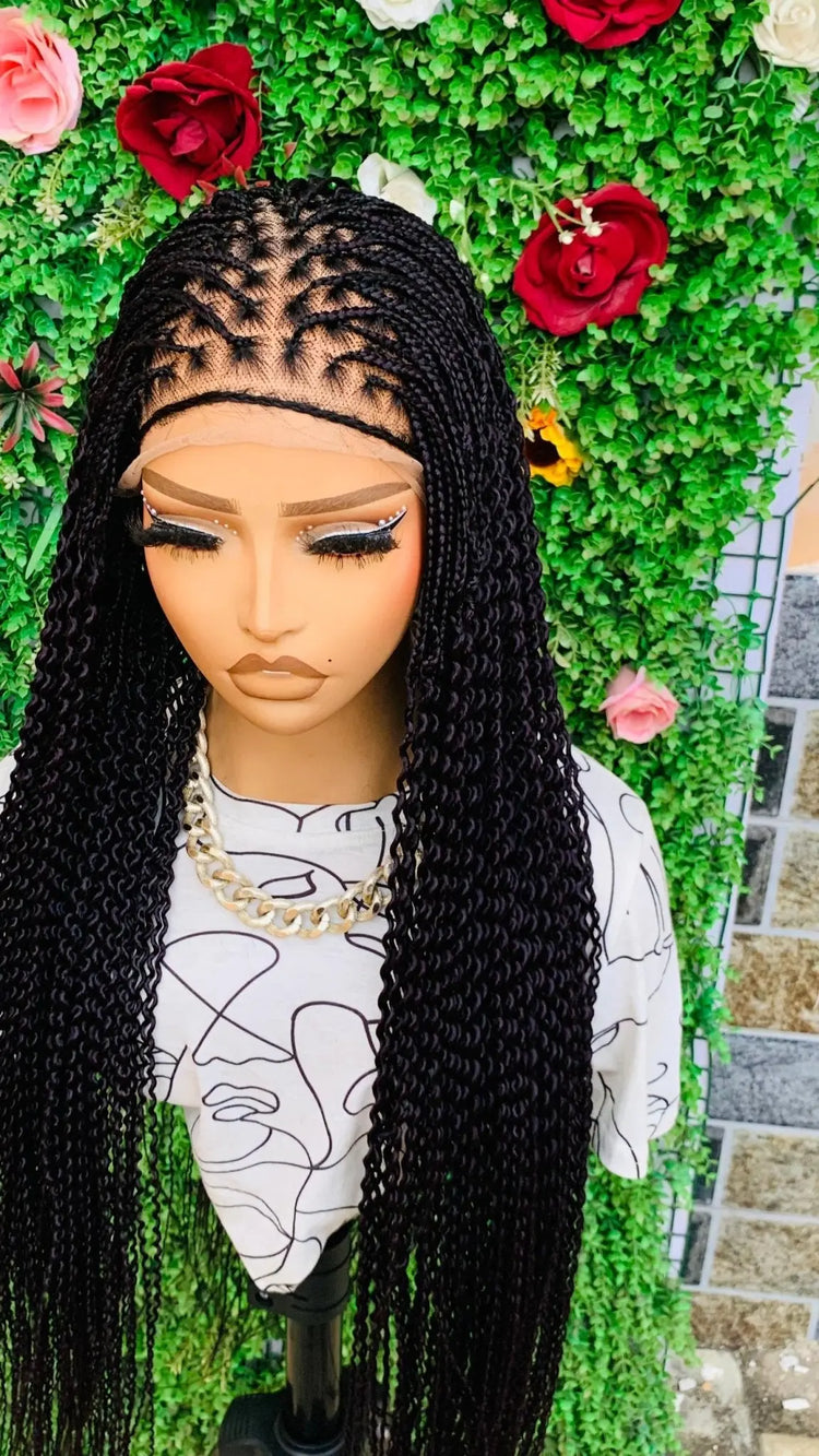 KNOTLESS WATERMELON BRAIDED   WIGS  ON 13*6 FRONTAL LACE CLOSURE - d.glitterzwigs