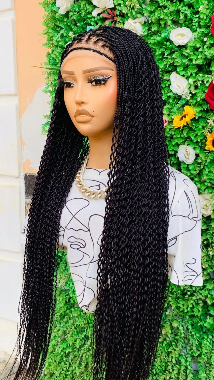 KNOTLESS WATERMELON BRAIDED   WIGS  ON 13*6 FRONTAL LACE CLOSURE - d.glitterzwigs