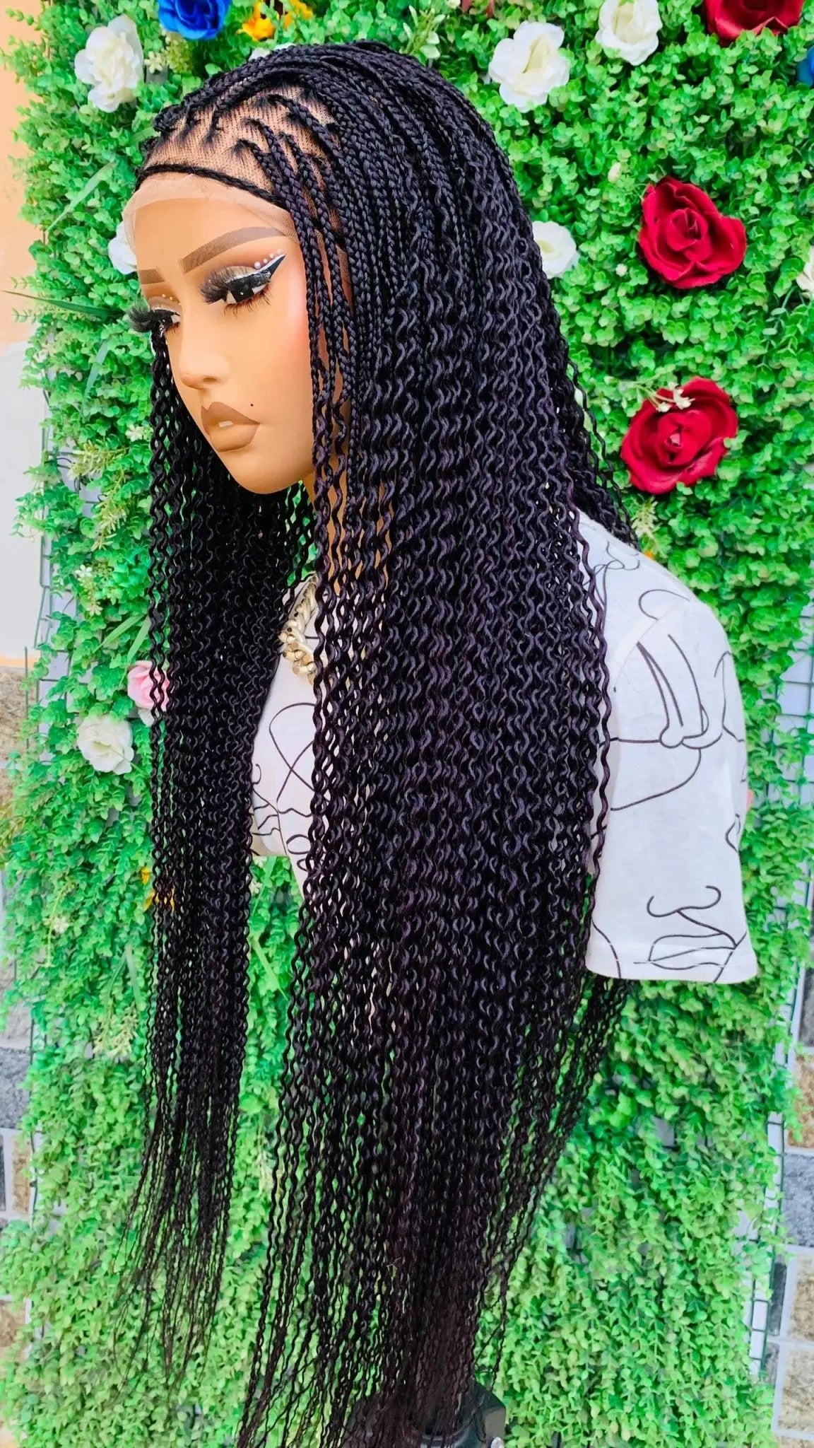 KNOTLESS WATERMELON BRAIDED   WIGS  ON 13*6 FRONTAL LACE CLOSURE - d.glitterzwigs