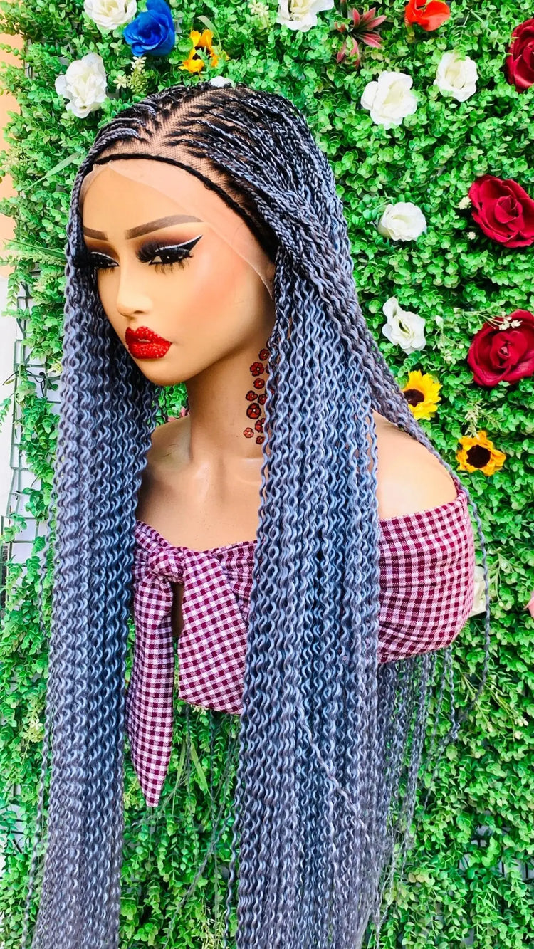 KNOTLESS WATERMELON BRAIDED   WIGS  ON 13*6 FRONTAL LACE CLOSURE - d.glitterzwigs