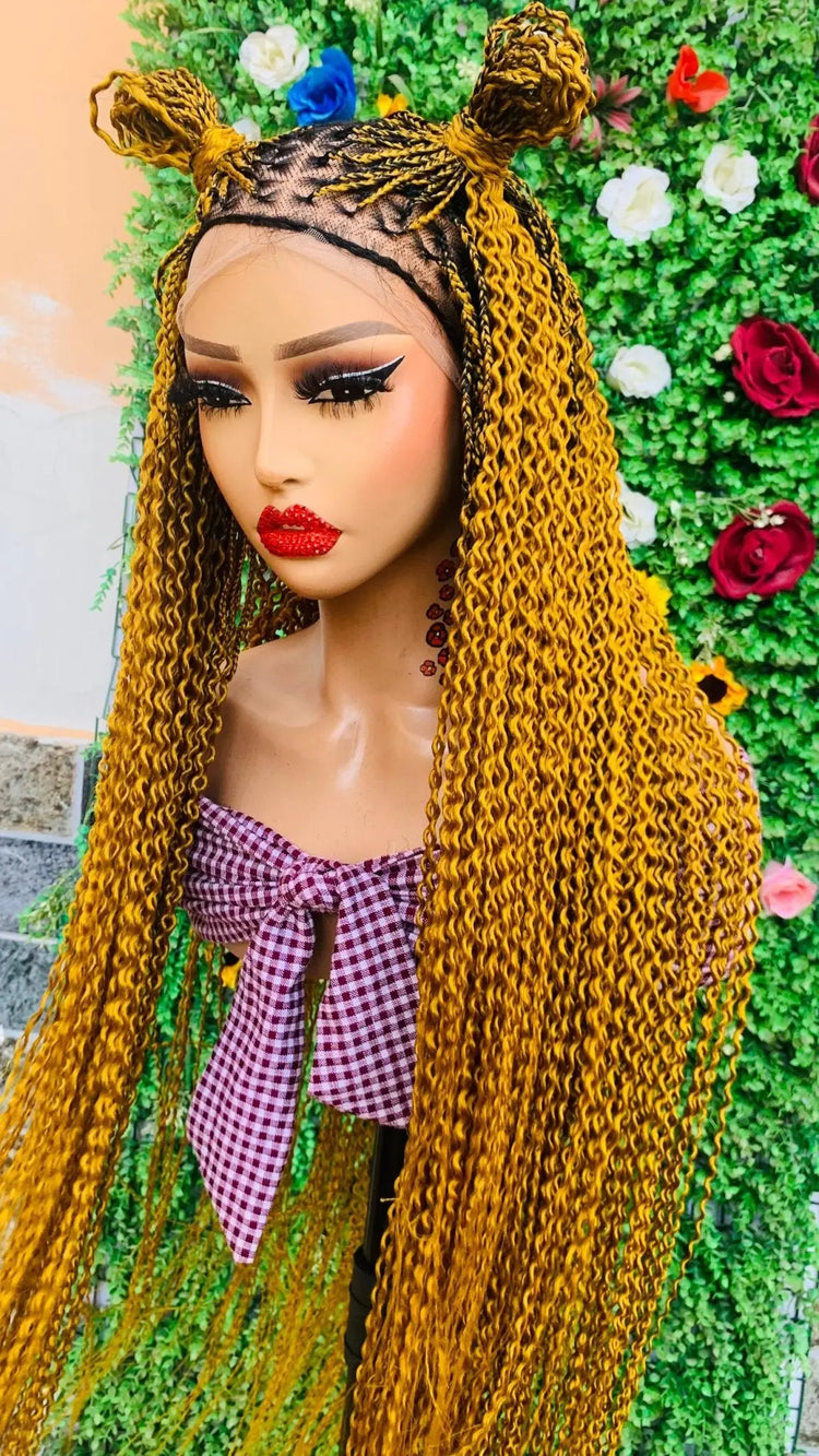 KNOTLESS WATERMELON BRAIDED   WIGS  ON 13*6 FRONTAL LACE CLOSURE - d.glitterzwigs