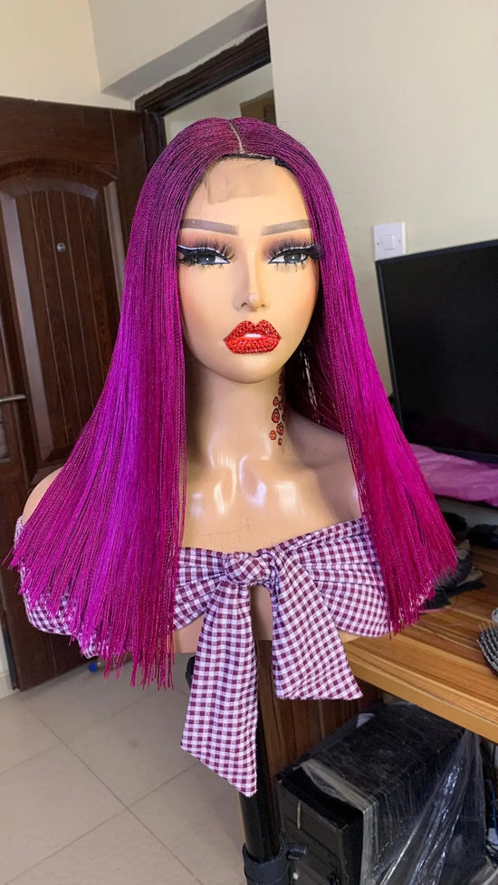 NANO BRAIDED BLUNT CUT WIGS ON HALF LACE CLOSURE - d.glitterzwigs