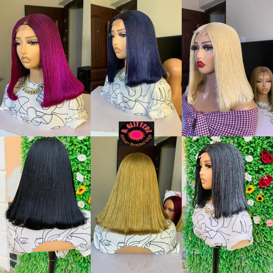 NANO BRAIDED BOB WIGS ON HALF LACE CLOSURE - d.glitterzwigs