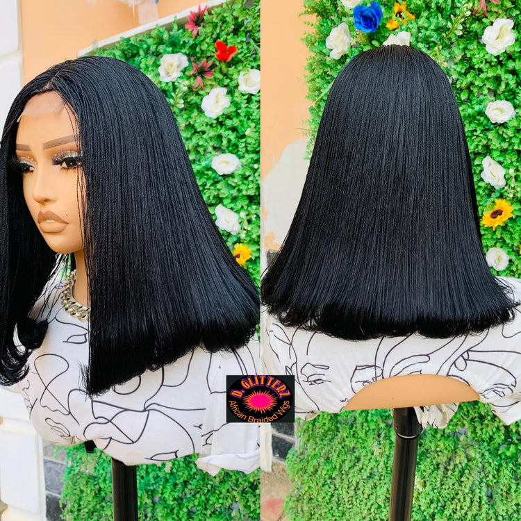 NANO BRAIDED BOB WIGS ON HALF LACE CLOSURE - d.glitterzwigs