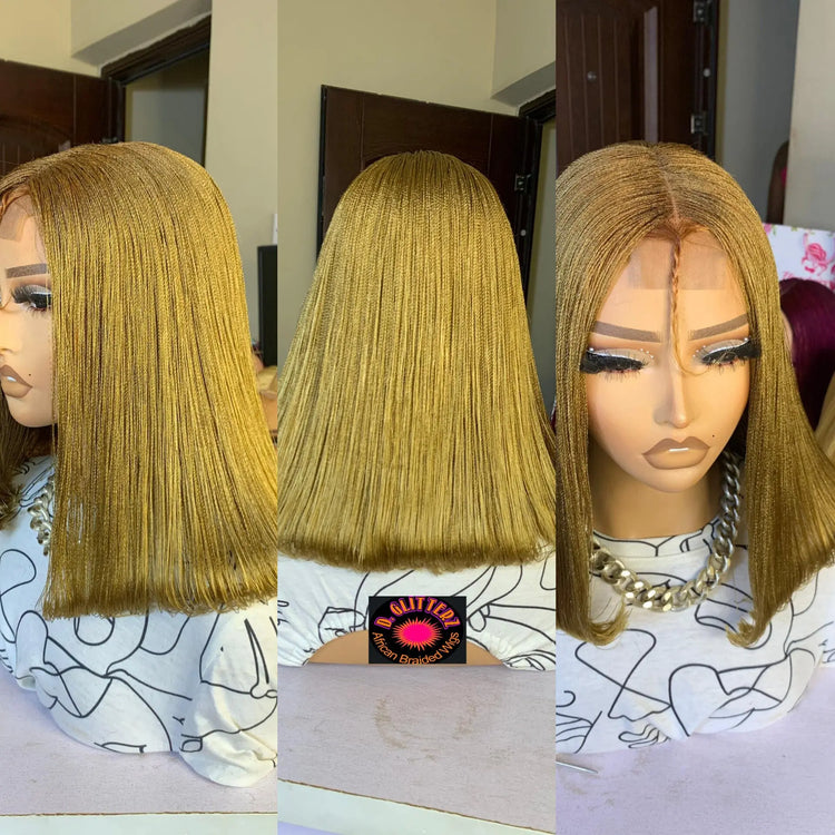 NANO BRAIDED BOB WIGS ON HALF LACE CLOSURE - d.glitterzwigs