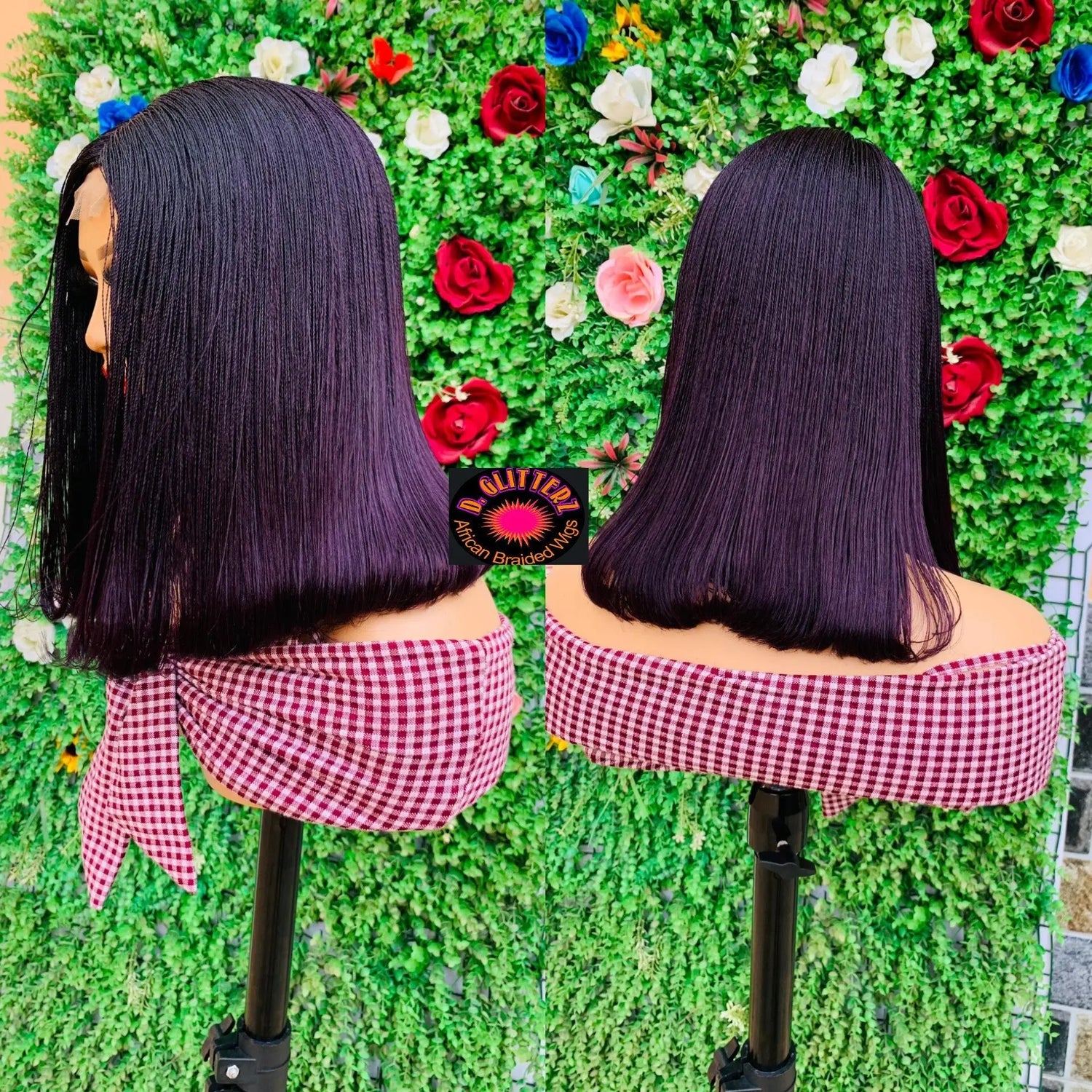 NANO BRAIDED BOB WIGS ON HALF LACE CLOSURE - d.glitterzwigs