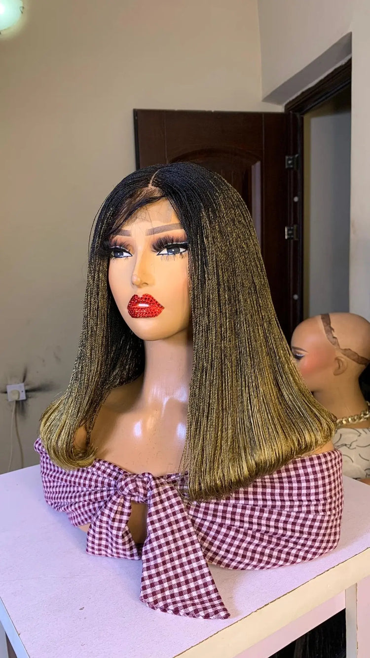 NANO BRAIDED BOB WIGS ON HALF LACE CLOSURE - d.glitterzwigs