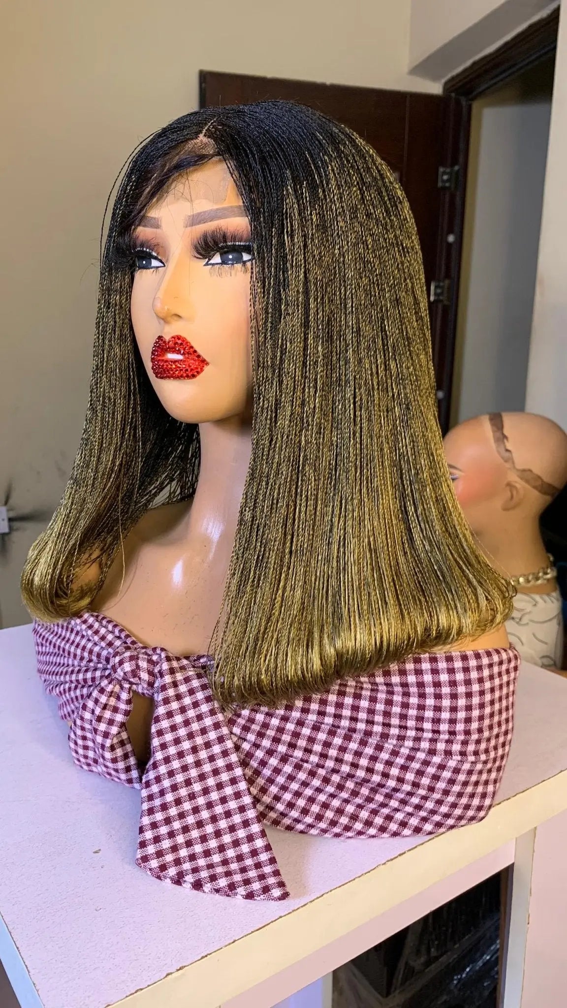 NANO BRAIDED BOB WIGS ON HALF LACE CLOSURE - d.glitterzwigs