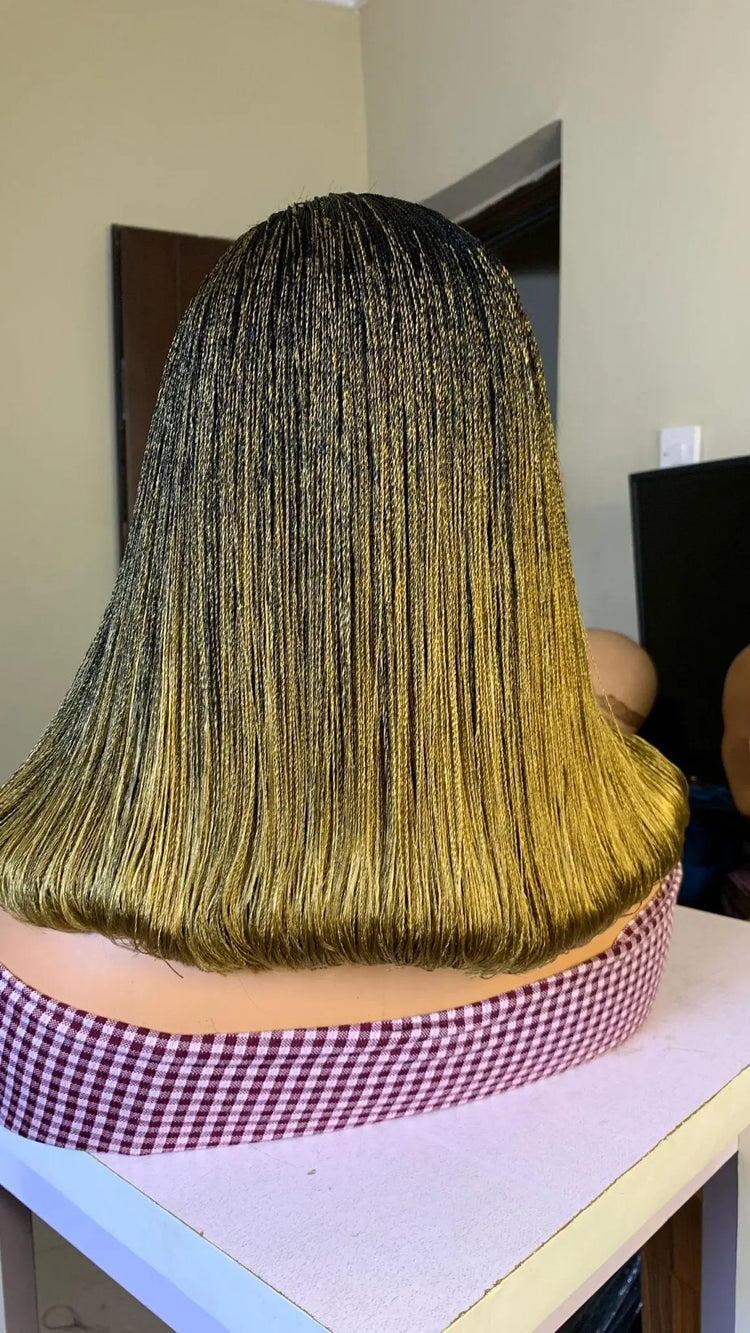 NANO BRAIDED BOB WIGS ON HALF LACE CLOSURE - d.glitterzwigs