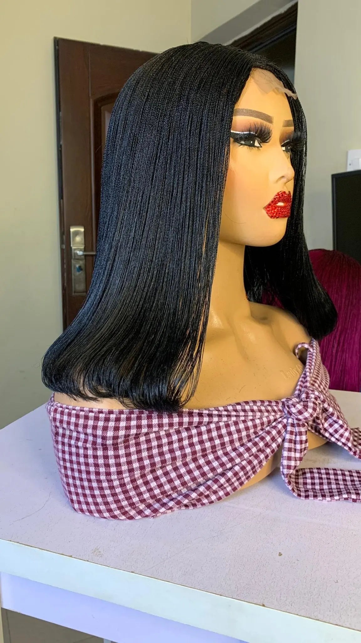 NANO BRAIDED BOB WIGS ON HALF LACE CLOSURE - d.glitterzwigs