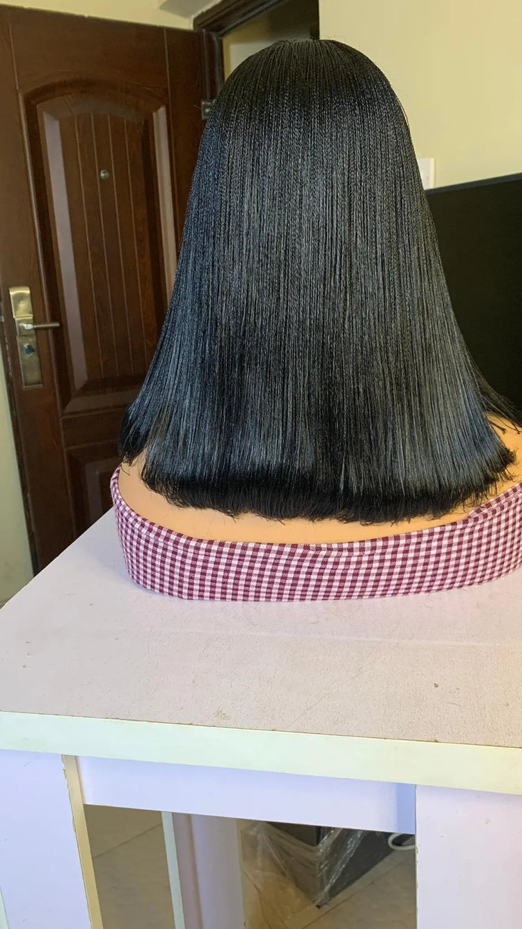 NANO BRAIDED BOB WIGS ON HALF LACE CLOSURE - d.glitterzwigs