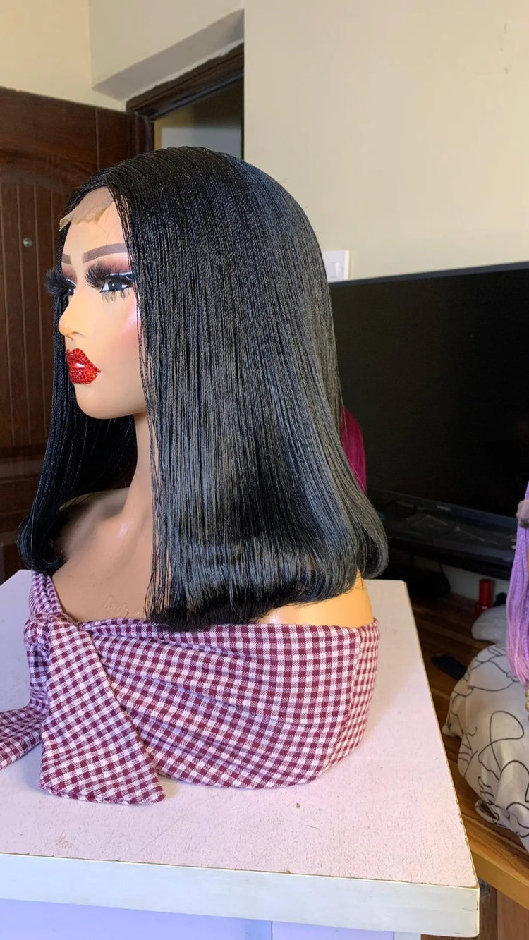 NANO BRAIDED BOB WIGS ON HALF LACE CLOSURE - d.glitterzwigs