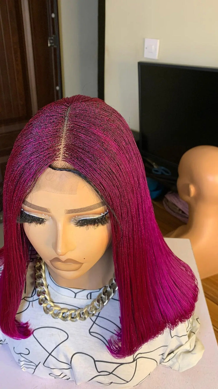 NANO BRAIDED BOB WIGS ON HALF LACE CLOSURE - d.glitterzwigs