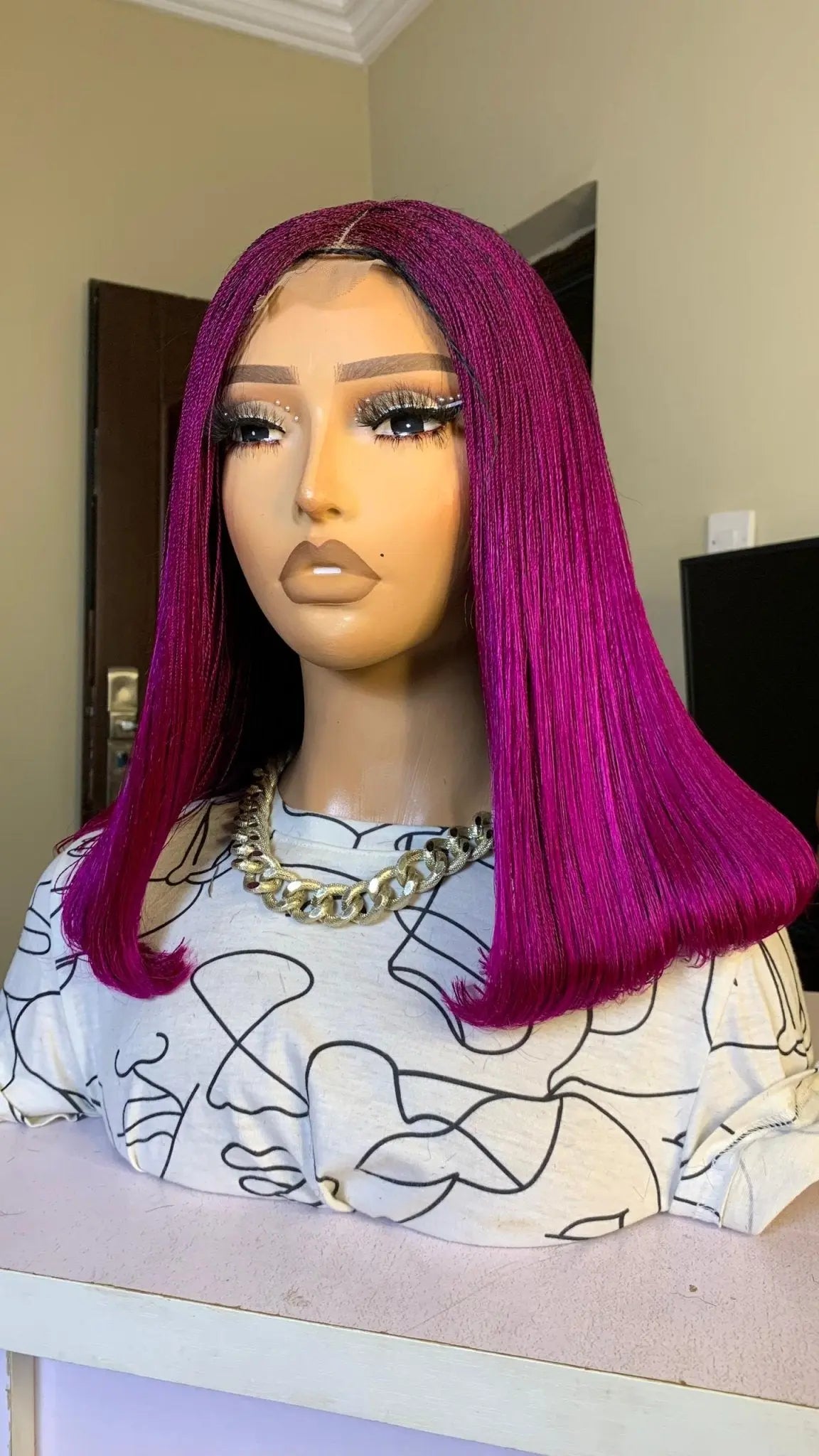 NANO BRAIDED BOB WIGS ON HALF LACE CLOSURE - d.glitterzwigs