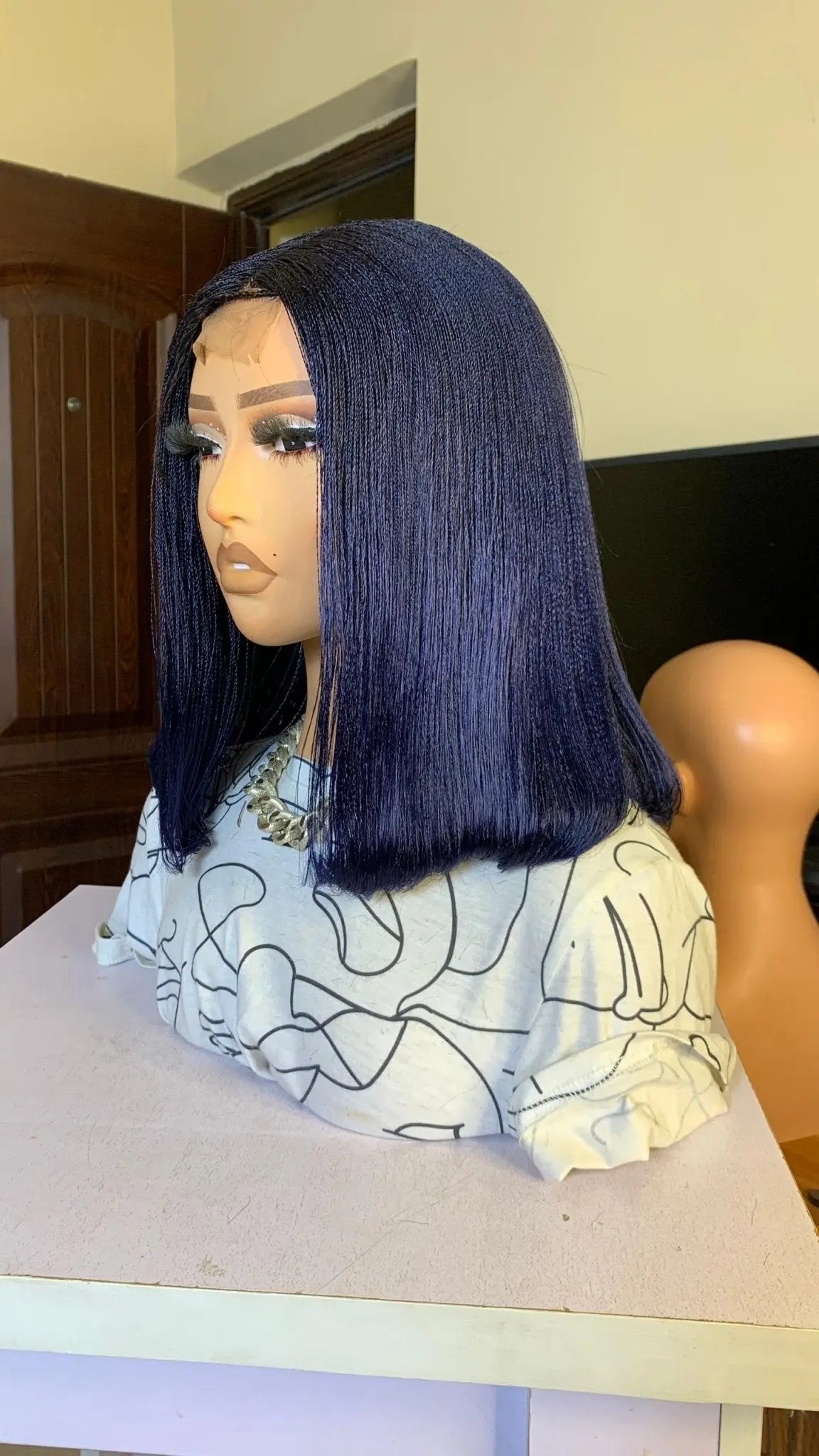 NANO BRAIDED BOB WIGS ON HALF LACE CLOSURE - d.glitterzwigs