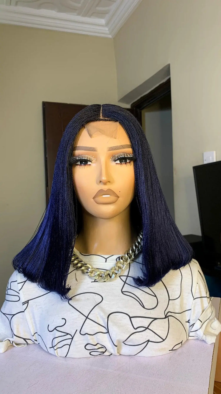 NANO BRAIDED BOB WIGS ON HALF LACE CLOSURE - d.glitterzwigs