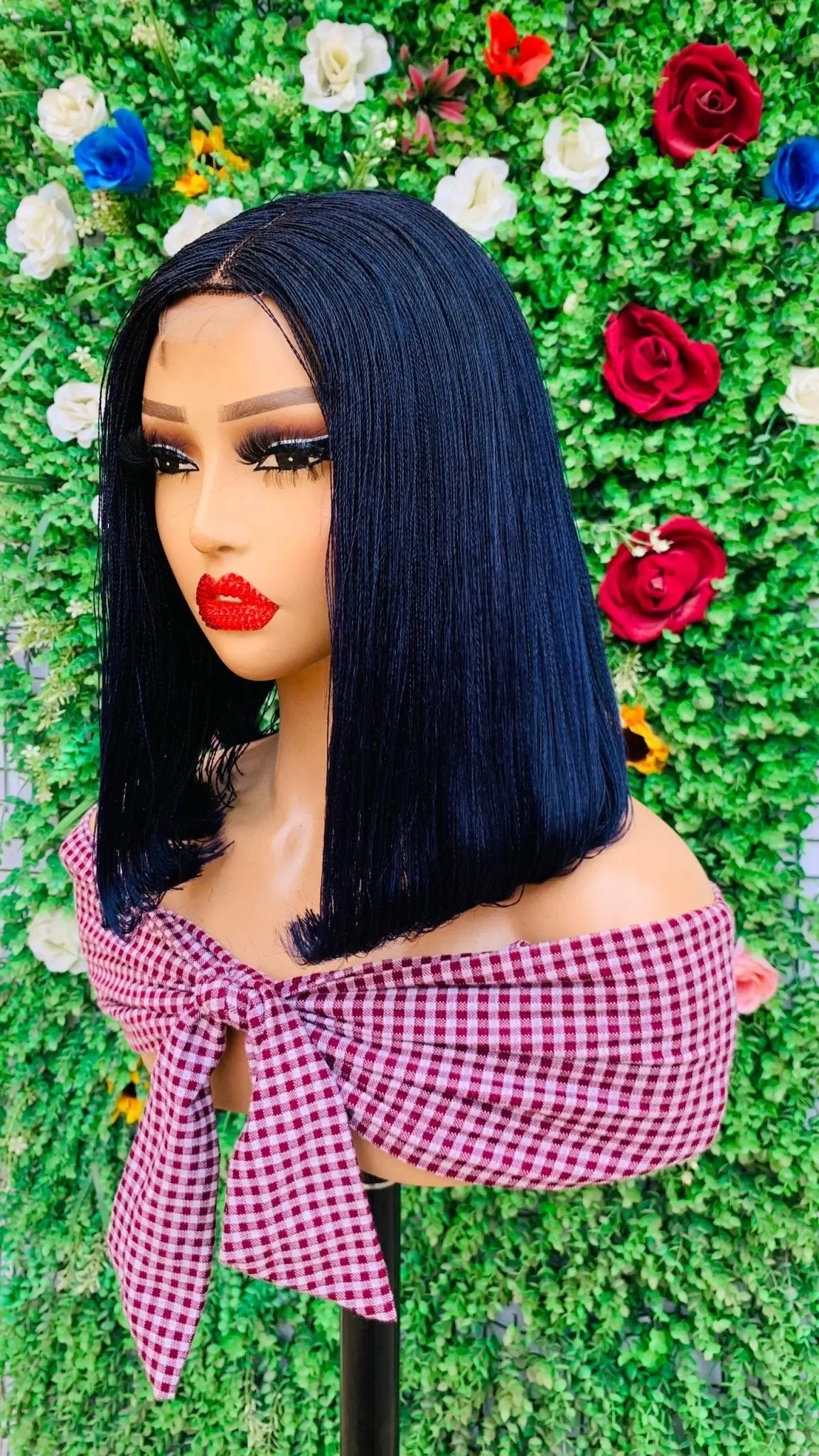 NANO BRAIDED BOB WIGS ON HALF LACE CLOSURE - d.glitterzwigs