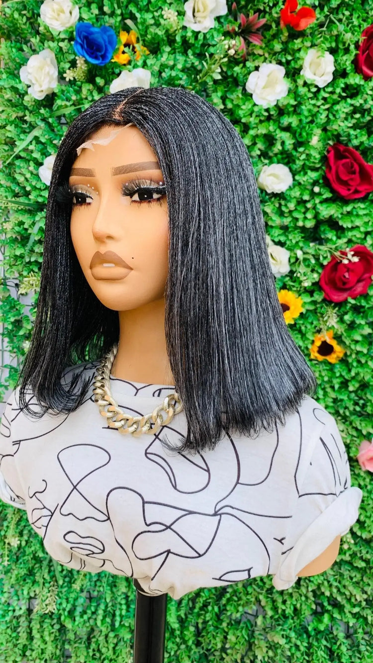 NANO BRAIDED BOB WIGS ON HALF LACE CLOSURE - d.glitterzwigs