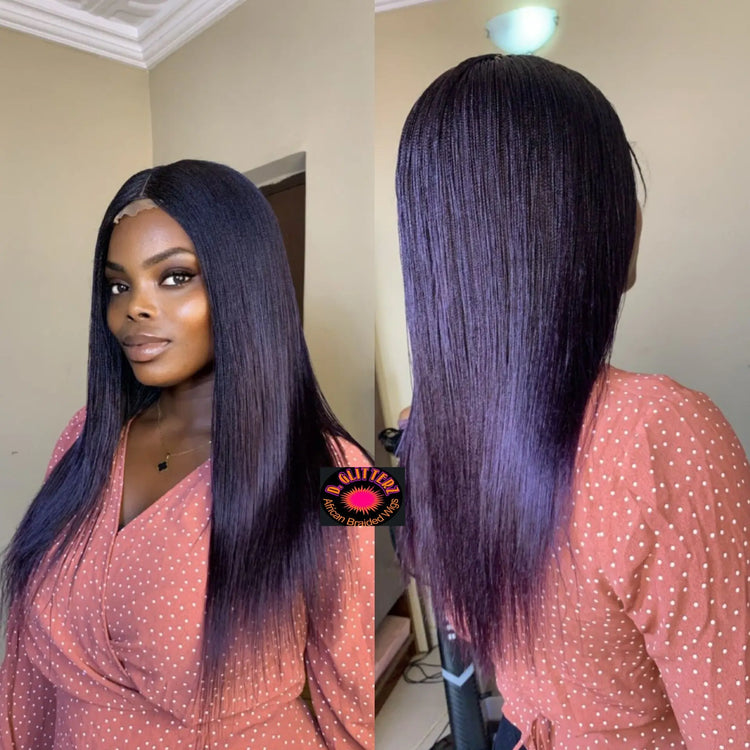 NANO BRAIDED WIGS ON HALF LACE CLOSURE - d.glitterzwigs