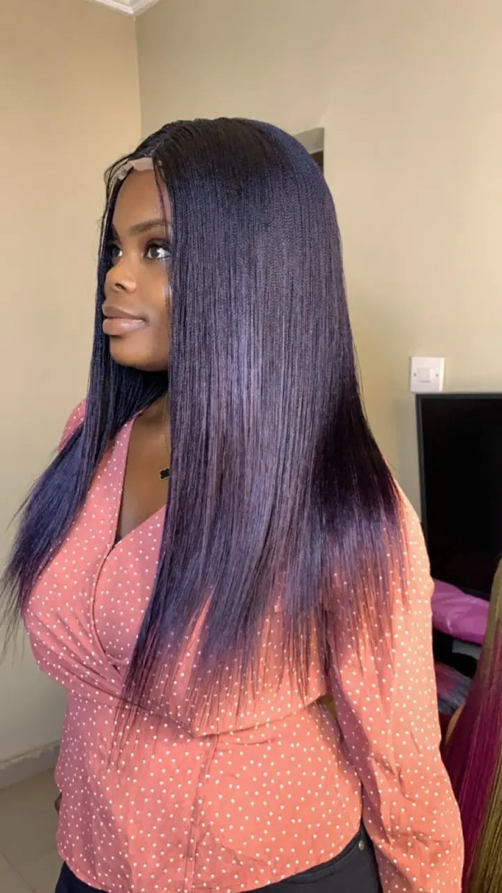 NANO BRAIDED WIGS ON HALF LACE CLOSURE - d.glitterzwigs