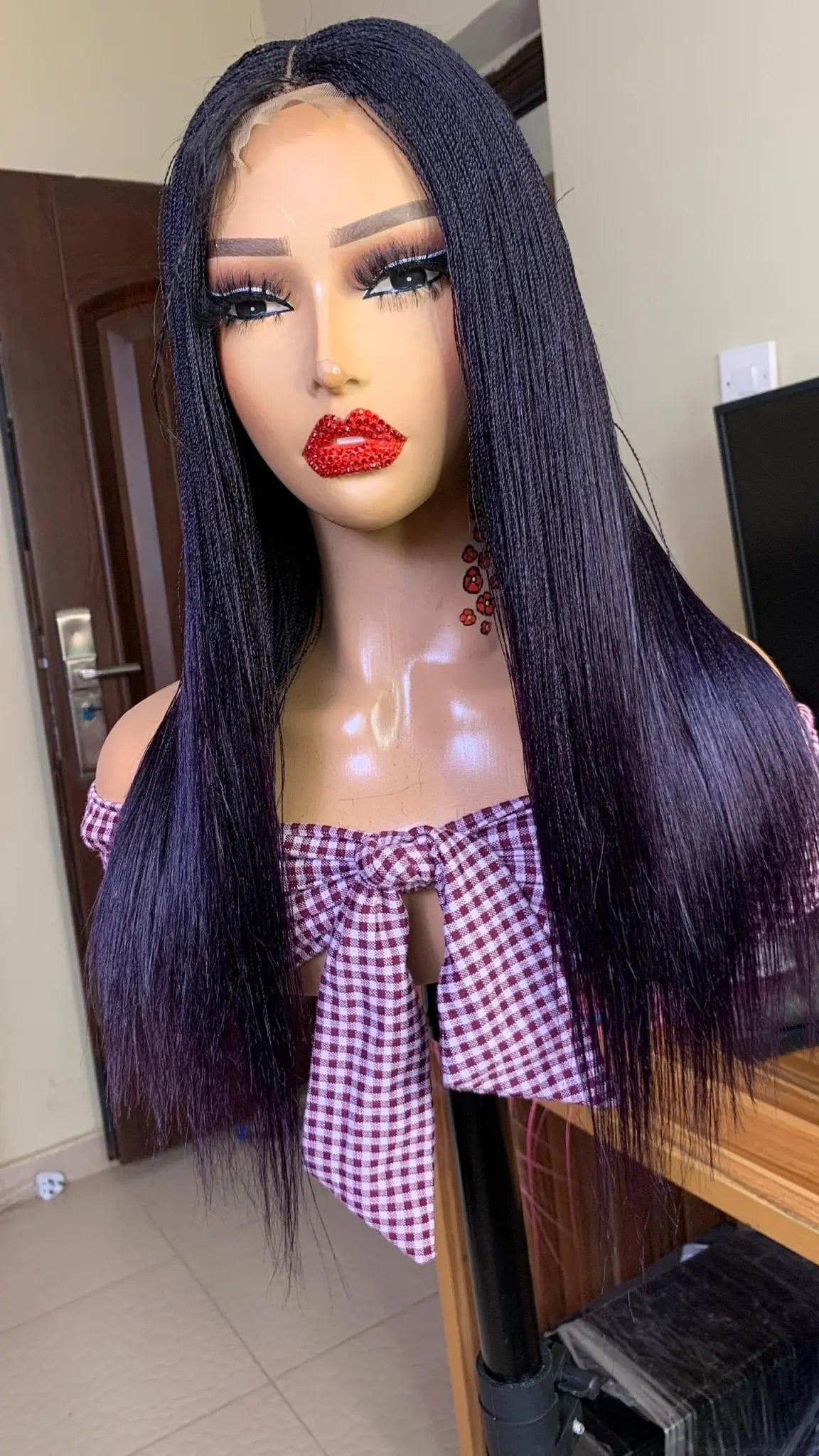 NANO BRAIDED WIGS ON HALF LACE CLOSURE - d.glitterzwigs