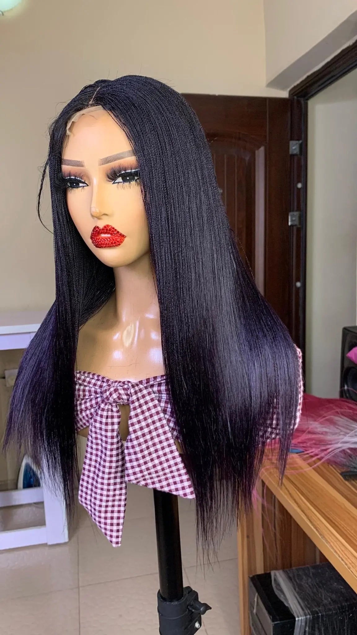 NANO BRAIDED WIGS ON HALF LACE CLOSURE - d.glitterzwigs