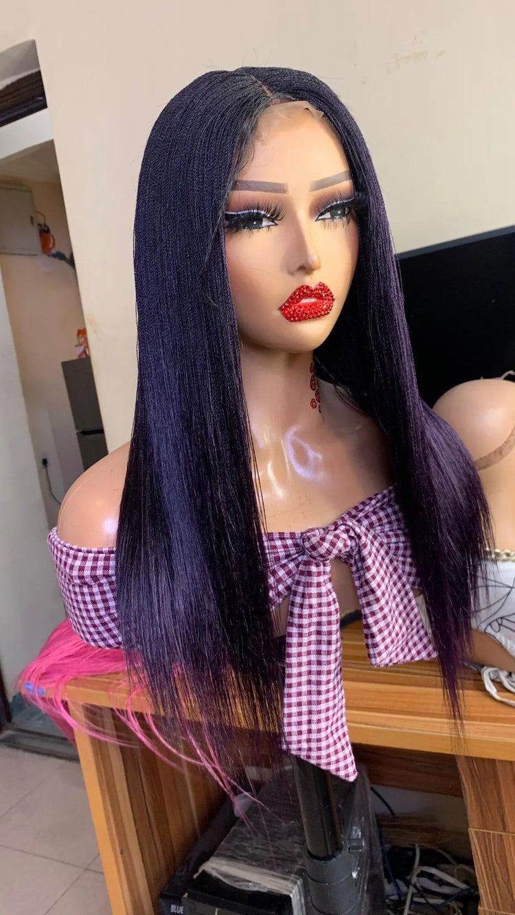 NANO BRAIDED WIGS ON HALF LACE CLOSURE - d.glitterzwigs