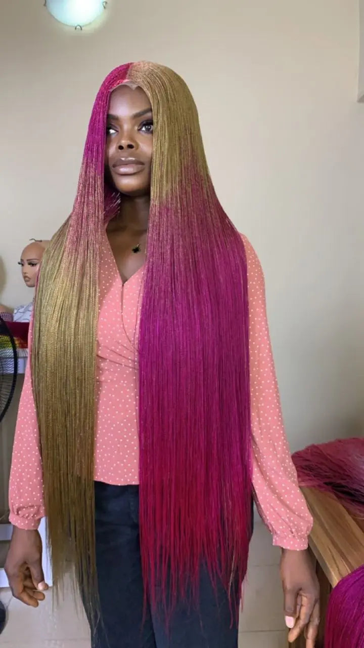 NANO BRAIDED WIGS ON HALF LACE CLOSURE - d.glitterzwigs