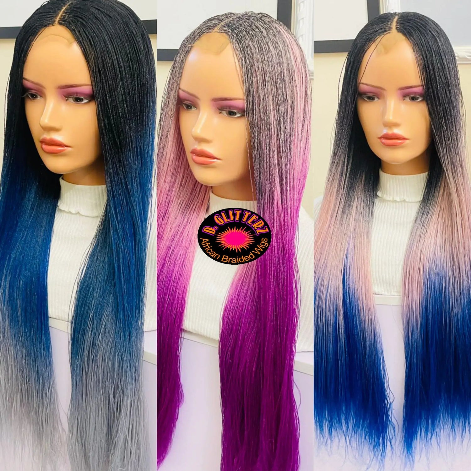 NANO TWIST BRAIDED WIGS ON 2*4 LACE  CLOSURE - d.glitterzwigs