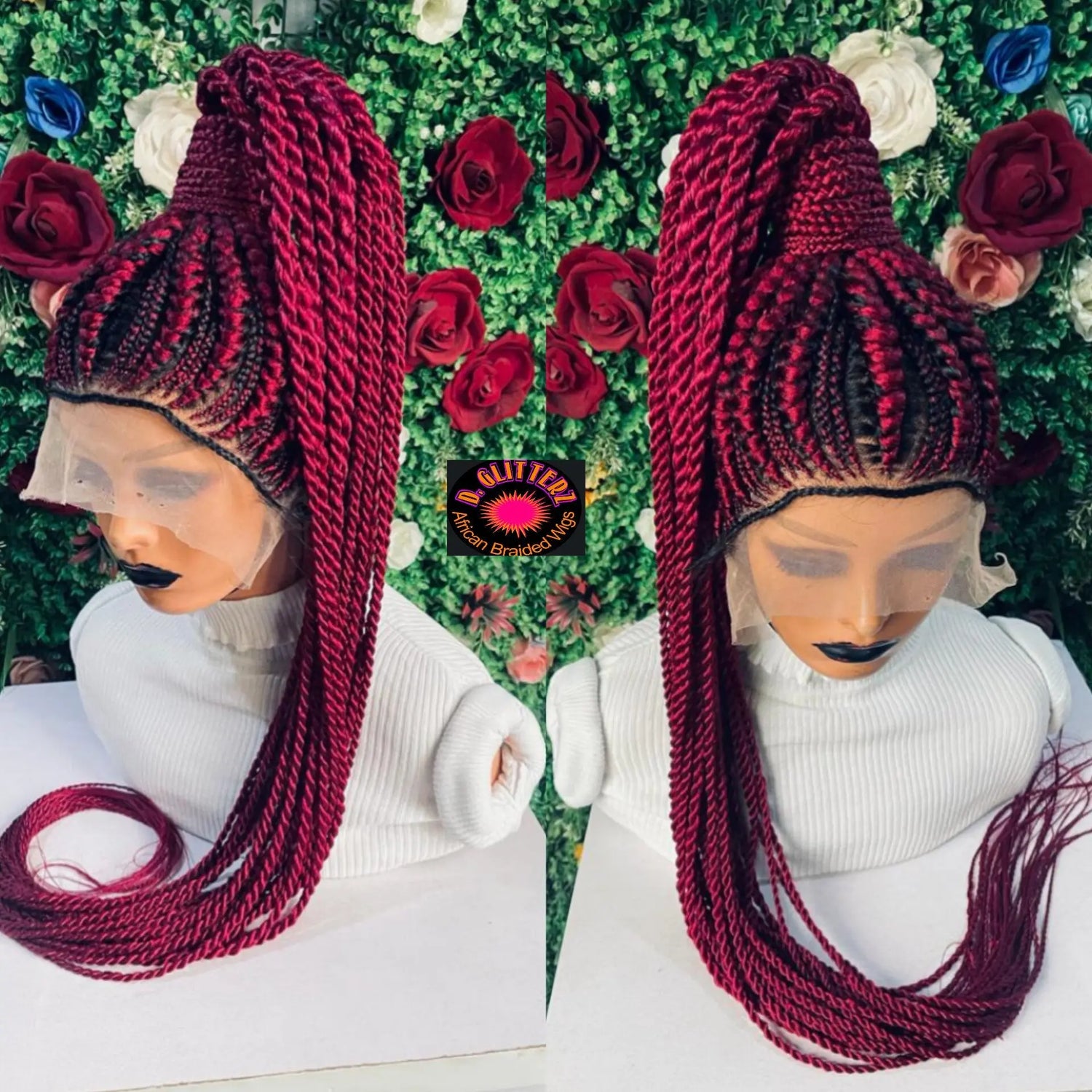 PONYTAIL BRAIDED  CONROW WIGS  ON  360 LACE CLOSURE - d.glitterzwigs