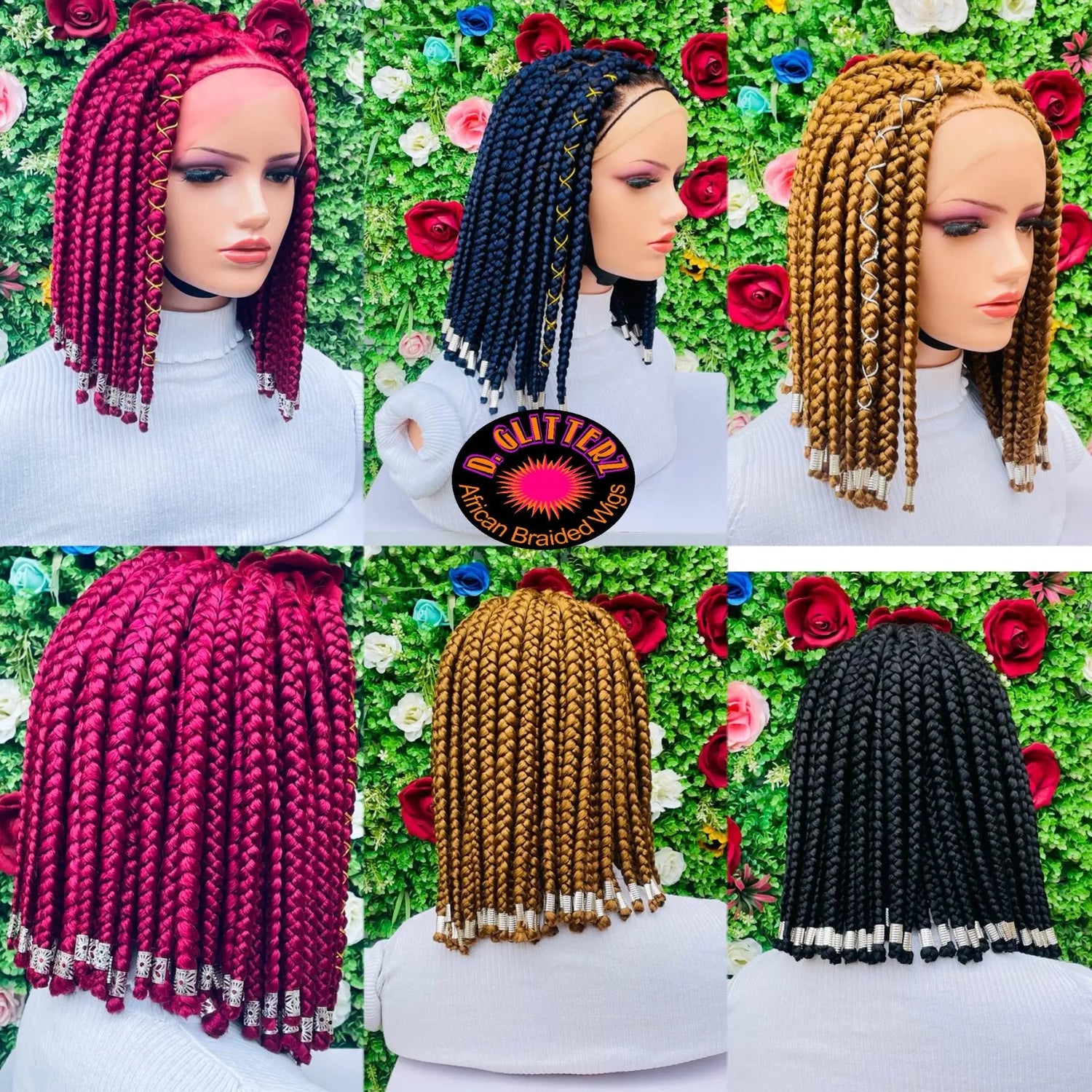 SHORT  BIG BRAIDS WIGS ON 13*4 FRONTAL LACE CLOSURE - d.glitterzwigs