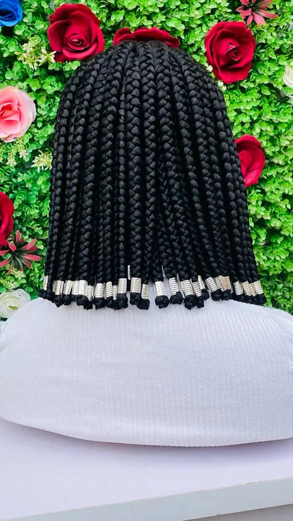 SHORT  BIG BRAIDS WIGS ON 13*4 FRONTAL LACE CLOSURE - d.glitterzwigs