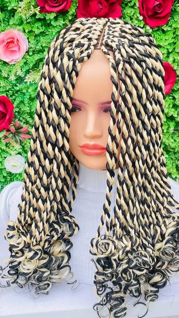 SHORT BIG TWIST WITH CURLS BRAIDED WIGS ON 2*4 CLOSURE - d.glitterzwigs