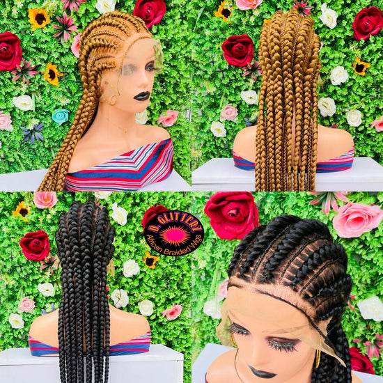 STITCHES ALL BACK BRAIDED WIGS ON FULL LACE CLOSURE 45" - d.glitterzwigs