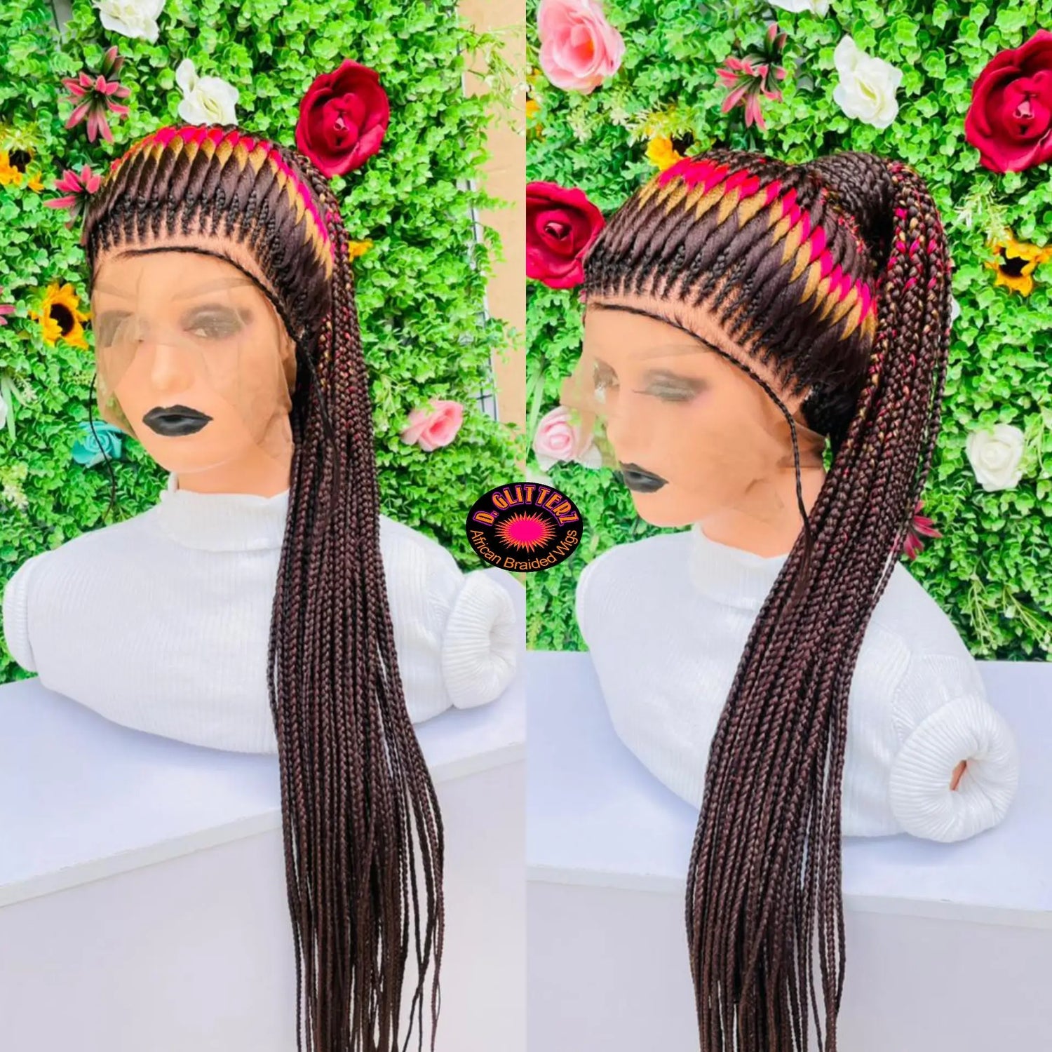 TISSUE PONYTAIL BRAIDED WIGS ON 360 LACE CLOSURES - d.glitterzwigs