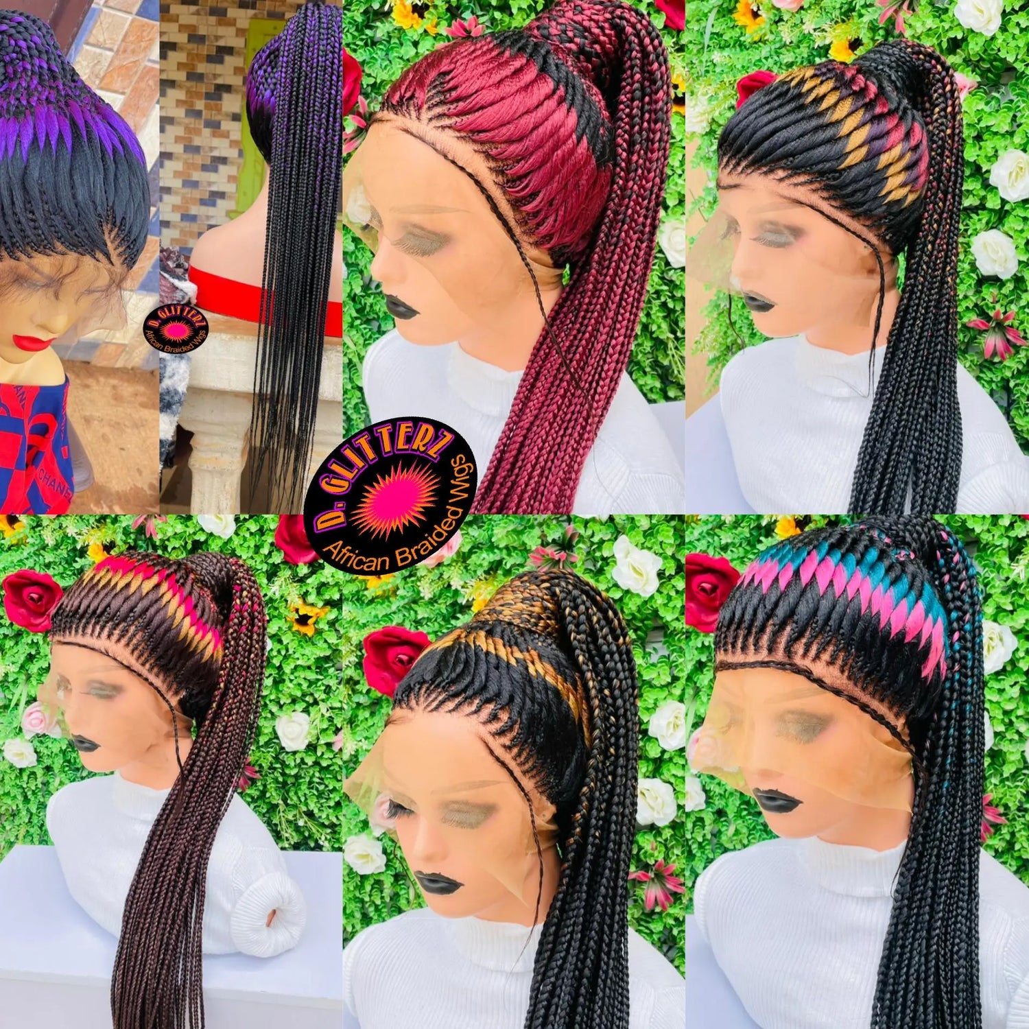 TISSUE PONYTAIL BRAIDED WIGS ON 360 LACE CLOSURES - d.glitterzwigs