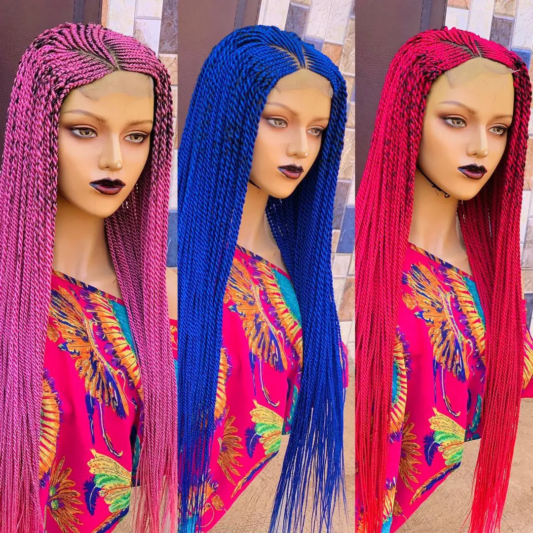 WATERMELON BRAIDED WIGS ON 4*4 CLOSURE - d.glitterzwigs