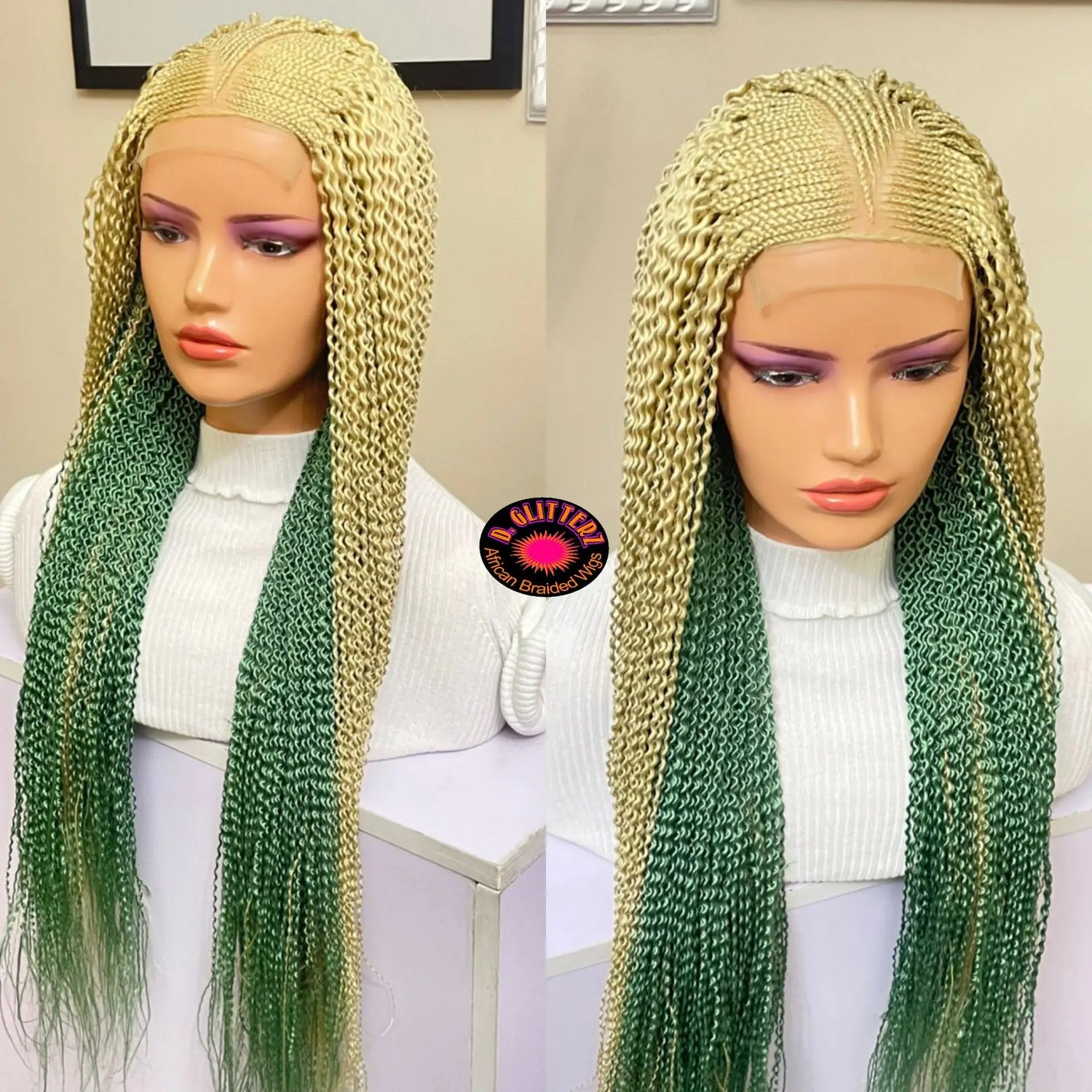 WATERMELON BRAIDED WIGS ON 4*4 CLOSURE - d.glitterzwigs