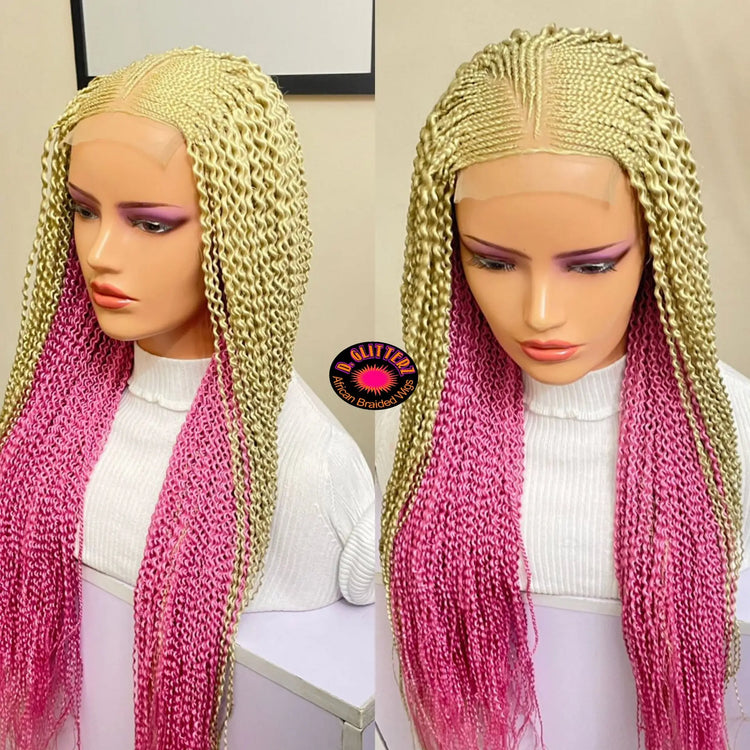 WATERMELON BRAIDED WIGS ON 4*4 CLOSURE - d.glitterzwigs