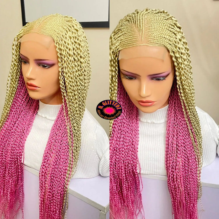 WATERMELON BRAIDED WIGS ON 4*4 CLOSURE - d.glitterzwigs