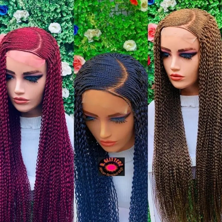 WATERMELON BRAIDED WIGS.  Gold  Blue Burgundy 40" - d.glitterzwigs