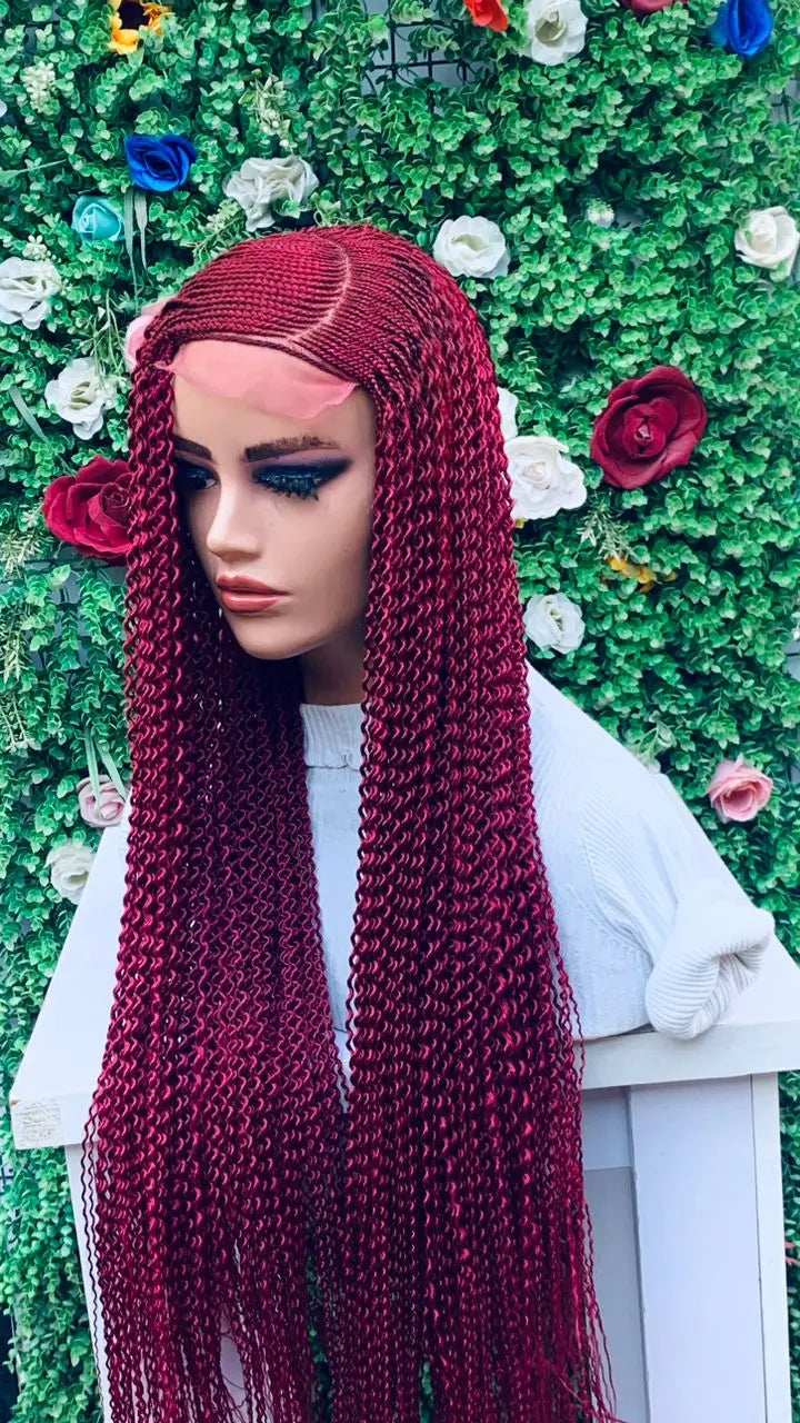 WATERMELON BRAIDED WIGS.  Gold  Blue Burgundy 40" - d.glitterzwigs