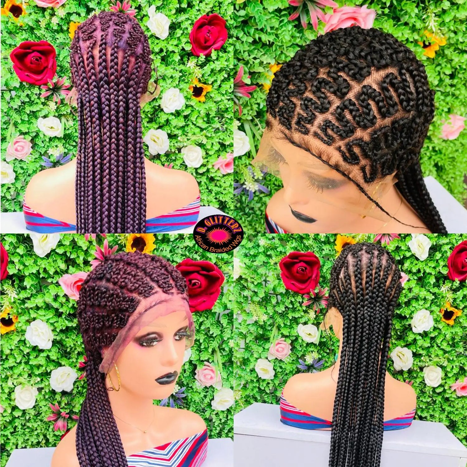 ZIGZAG ALL BACK BRAIDED WIGS ON FULL LACE CLOSURE - d.glitterzwigs