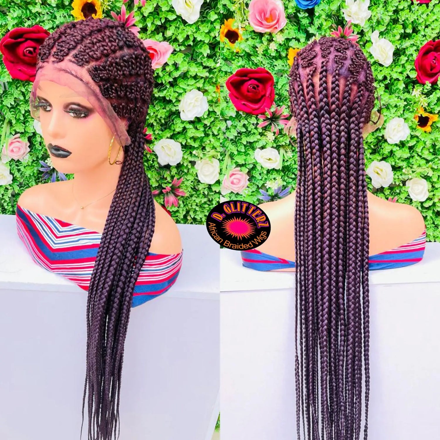 ZIGZAG ALL BACK BRAIDED WIGS ON FULL LACE CLOSURE - d.glitterzwigs