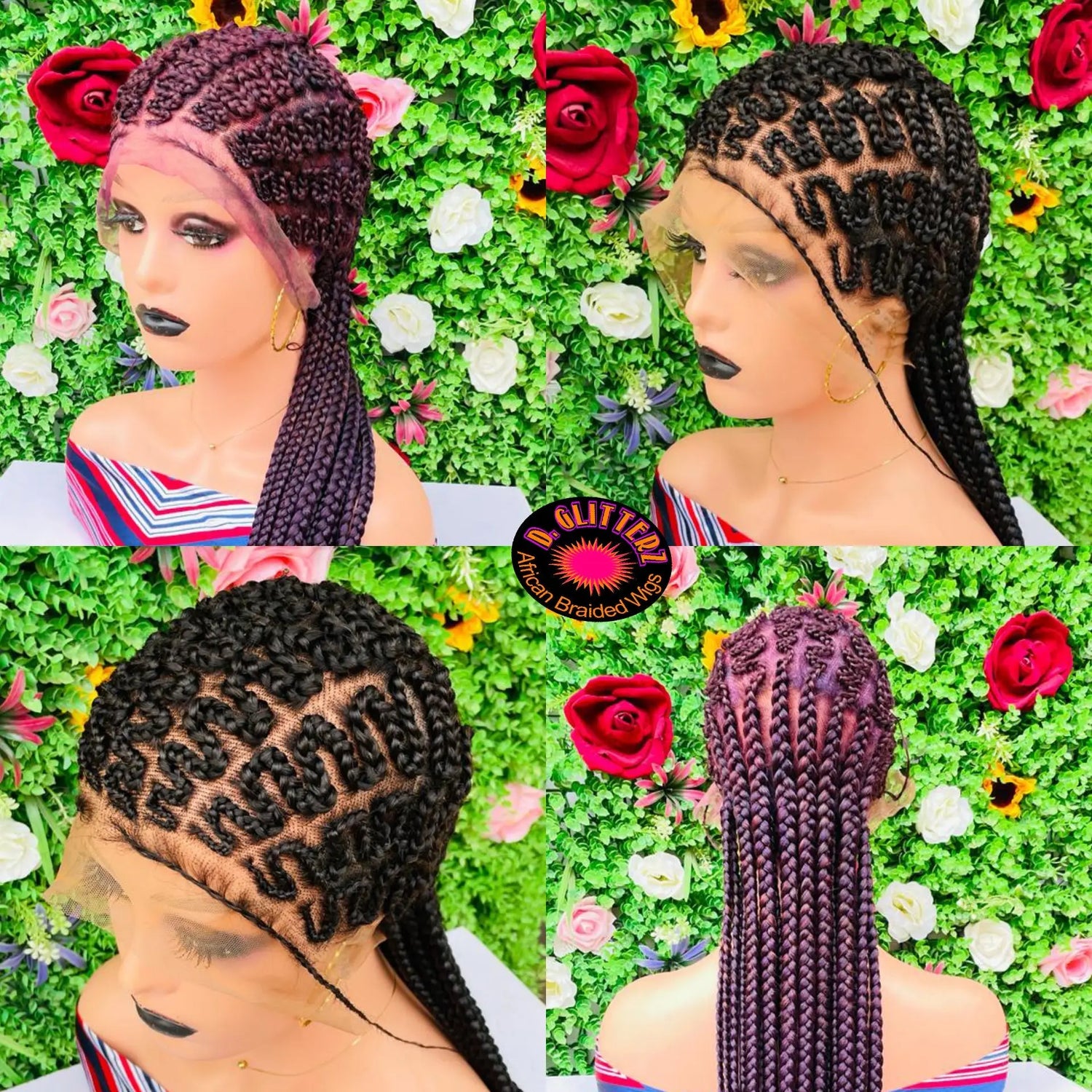 ZIGZAG ALL BACK BRAIDED WIGS ON FULL LACE CLOSURE - d.glitterzwigs