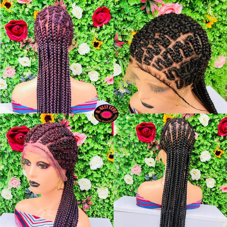 ZIGZAG ALL BACK BRAIDED WIGS ON FULL LACE CLOSURE - d.glitterzwigs